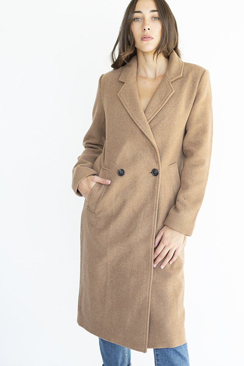 Γυναικείο Παλτό με διπλό κουμπί σε χρώμα Κάμελ "Camilla"