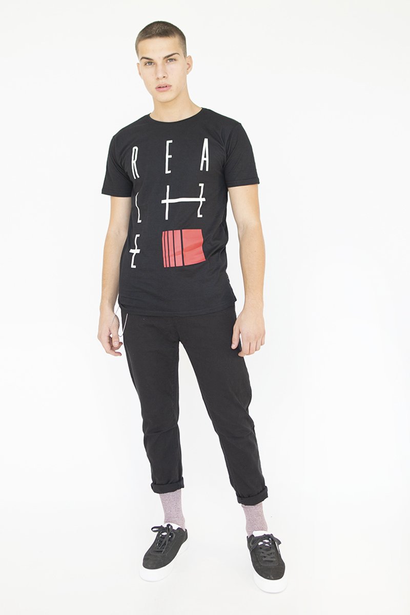 Ανδρικό Κοντομάνικο T-Shirt "Realize" σε Χρώμα Μαύρο