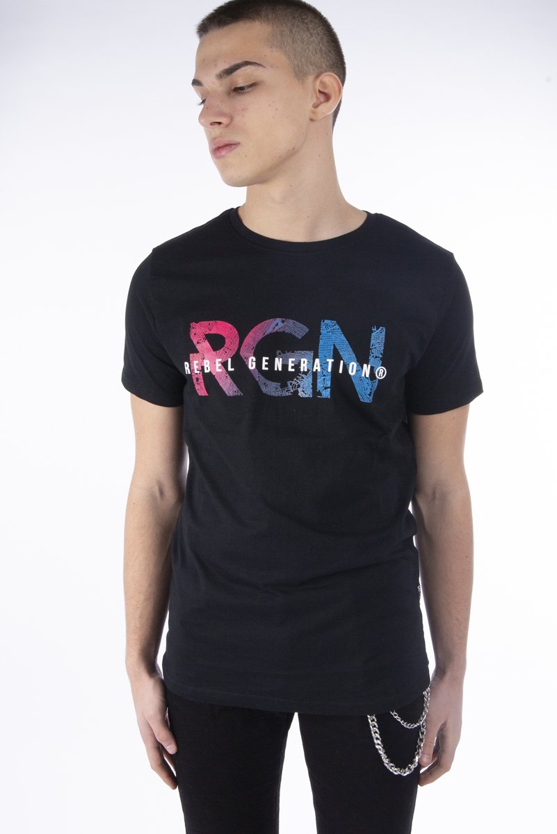 Ανδρικό T-Shirt Κοντομάνικο "Regeneration" με Τύπωμα σε Χρώμα Μαύρο