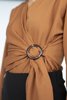 Picture of Wrap Front Blouse with Buckle "Eliza" in Brown
