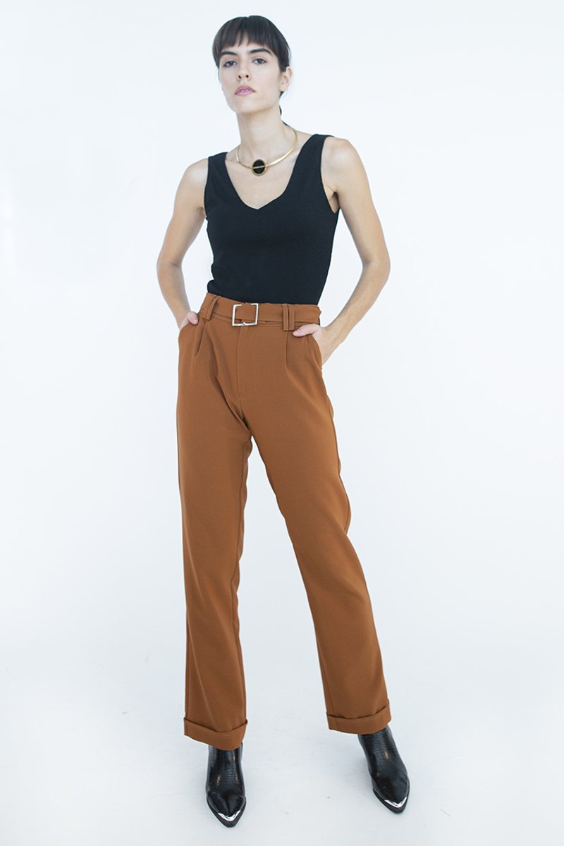 Picture of Flared Trousers in Caramel