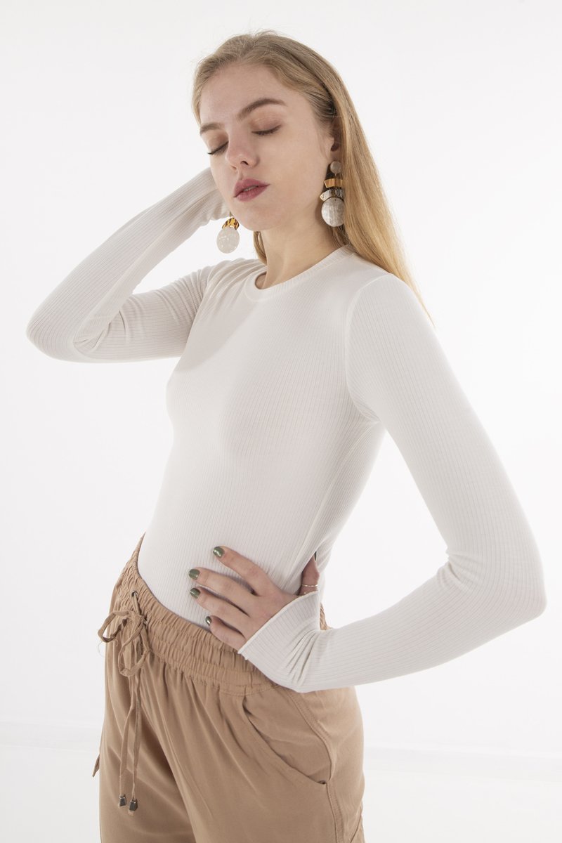 Γυναικεία Μακρυμάνικη Μπλούζα "Larissa" σε Χρώμα Off-White