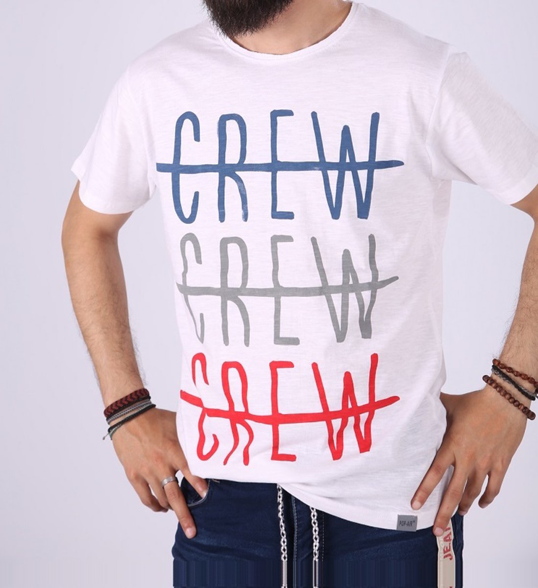 Ανδρικό Κοντομάνικο T-Shirt "Crew" σε χρώμα λευκό