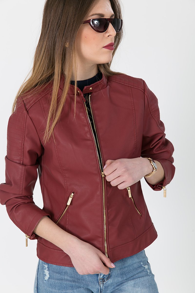 Picture of Faux Leather Jacket "Vivian" in Bordeaux