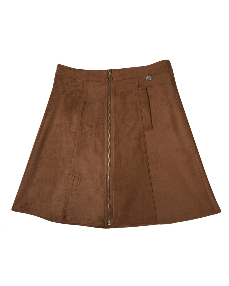 Picture of Faux Suede Mini Skirt Envy in Tabac