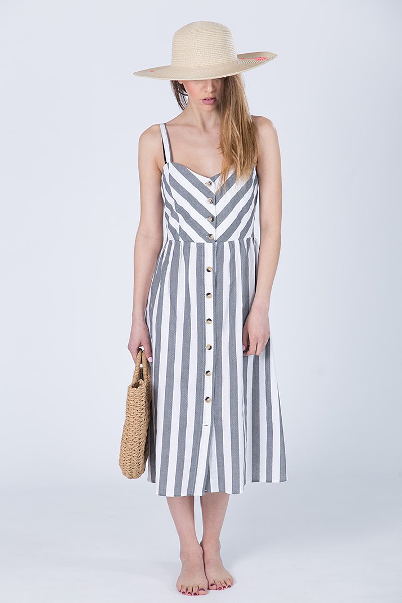 Picture of Sleeveless Striped Dress "Amal" in Grey