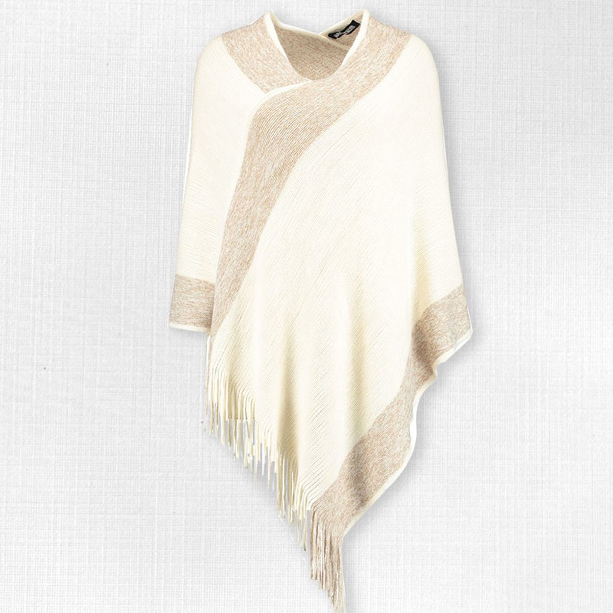 Picture of Knitted poncho "Shine" in Offwhite and Beige