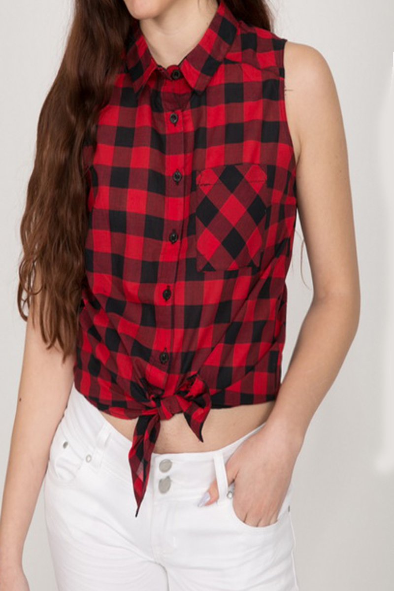 Picture of Women's Checked Sleeveless Shirt "Valy" No.2330 in Red
