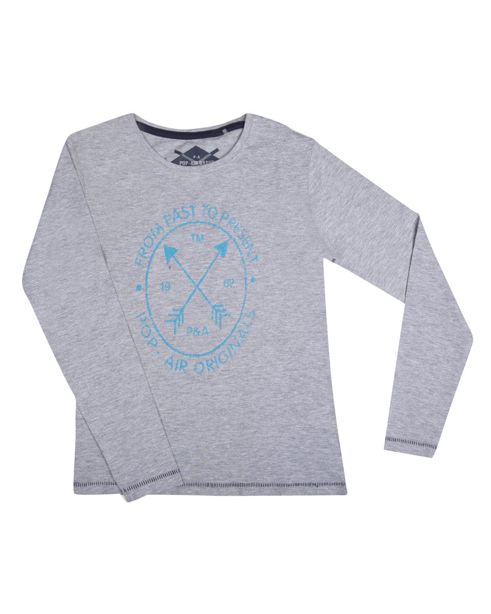 Picture of Kids Printed Long Sleeve T-Shirt "From Past To Present" in Grey Light