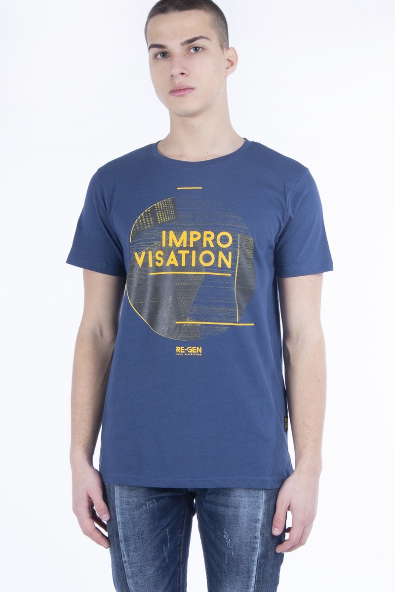 Ανδρικό Κοντομάνικο T-Shirt "Improvisation" σε Χρώμα Σκούρο Μπλε