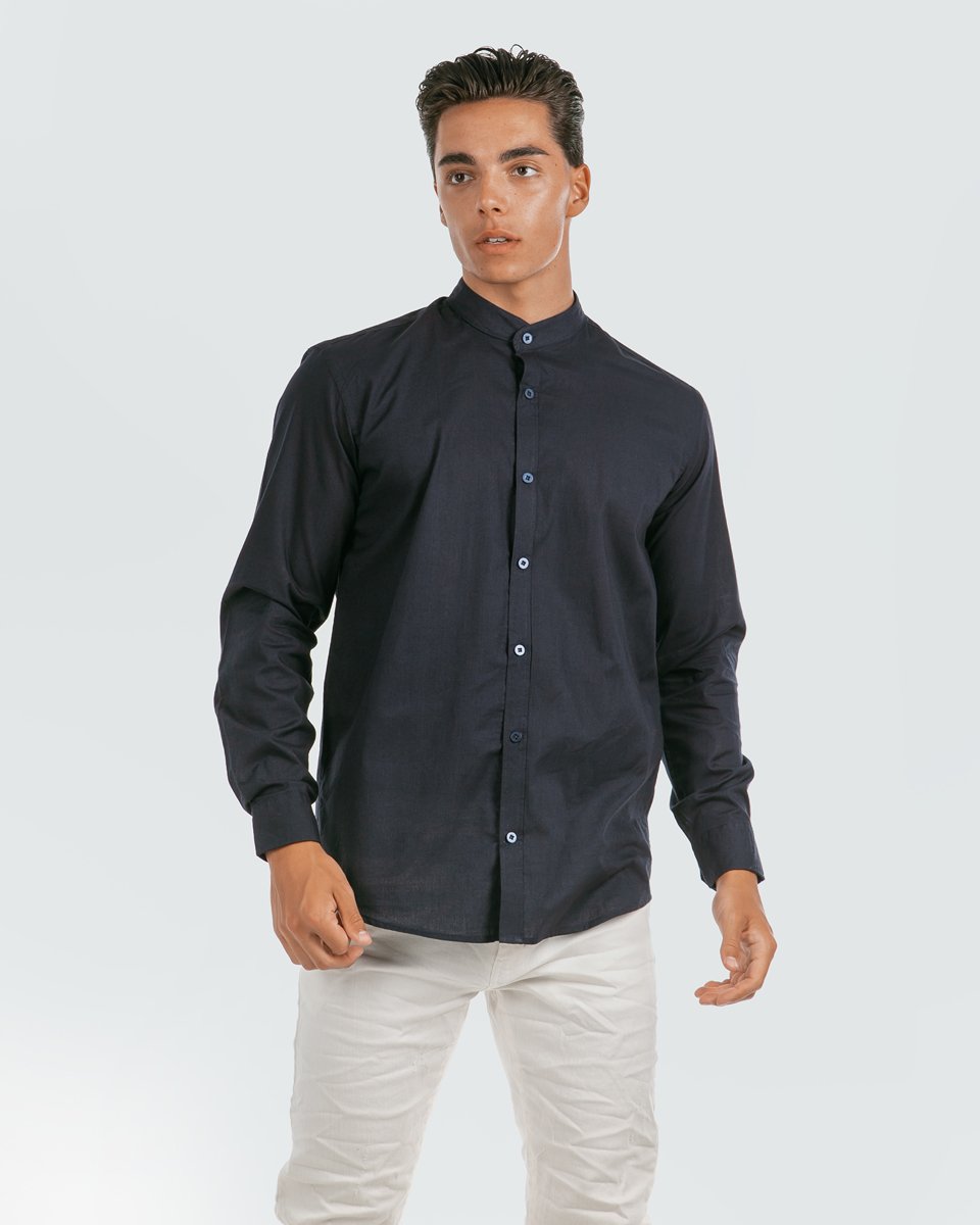 Picture of Men's Long Sleeve Shirt "Short Colar" in Blue Navy