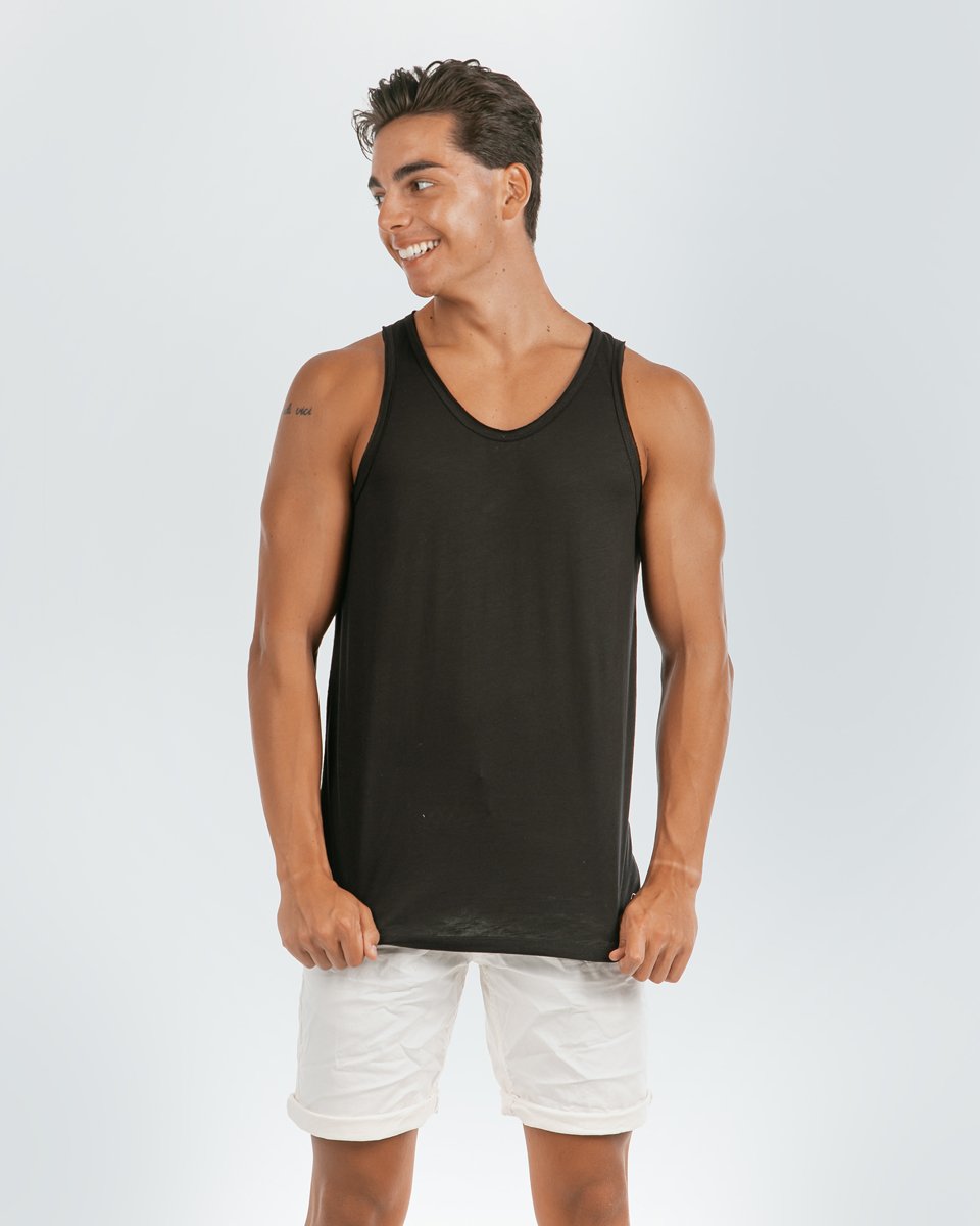 Picture of Men's Basic Sleeveless T-Shirt "Singlet" in Black