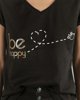 Γυναικεία Κοντομάνικη Μπλούζα "Happy" σε Χρώμα Μαύρο