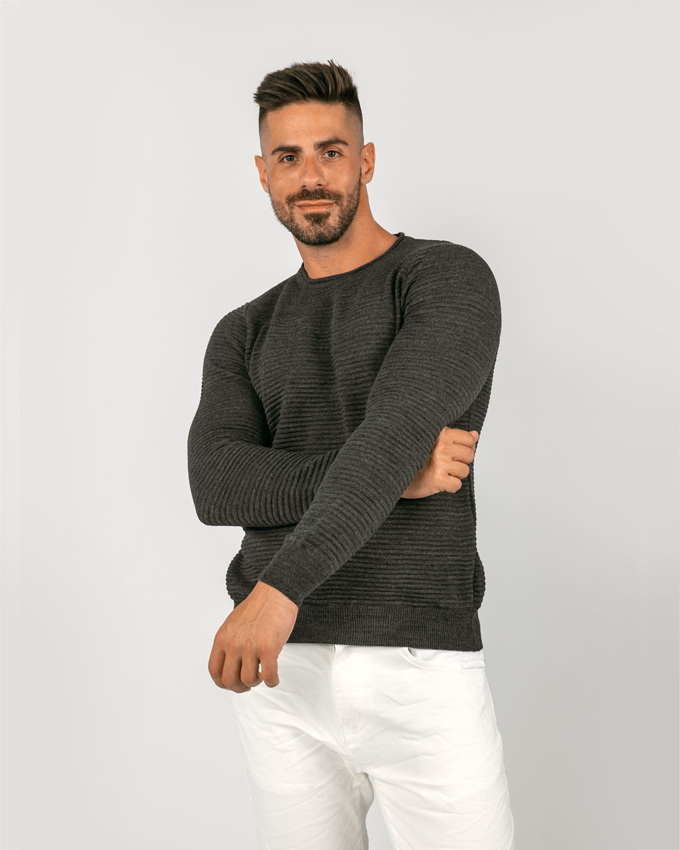 Picture of Men's Textured Sweater "Robert" in Anthra