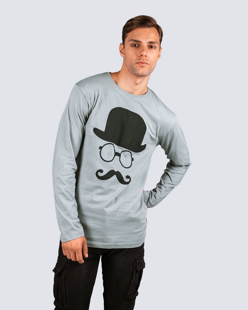 Picture of Men's Long Sleeve T-Shirt "Hat" in Grey