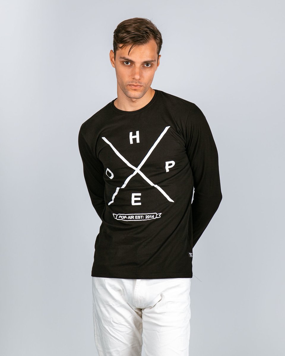 Ανδρικό Μακρυμάνικο T-Shirt "Hope" σε Χρώμα Μαύρο