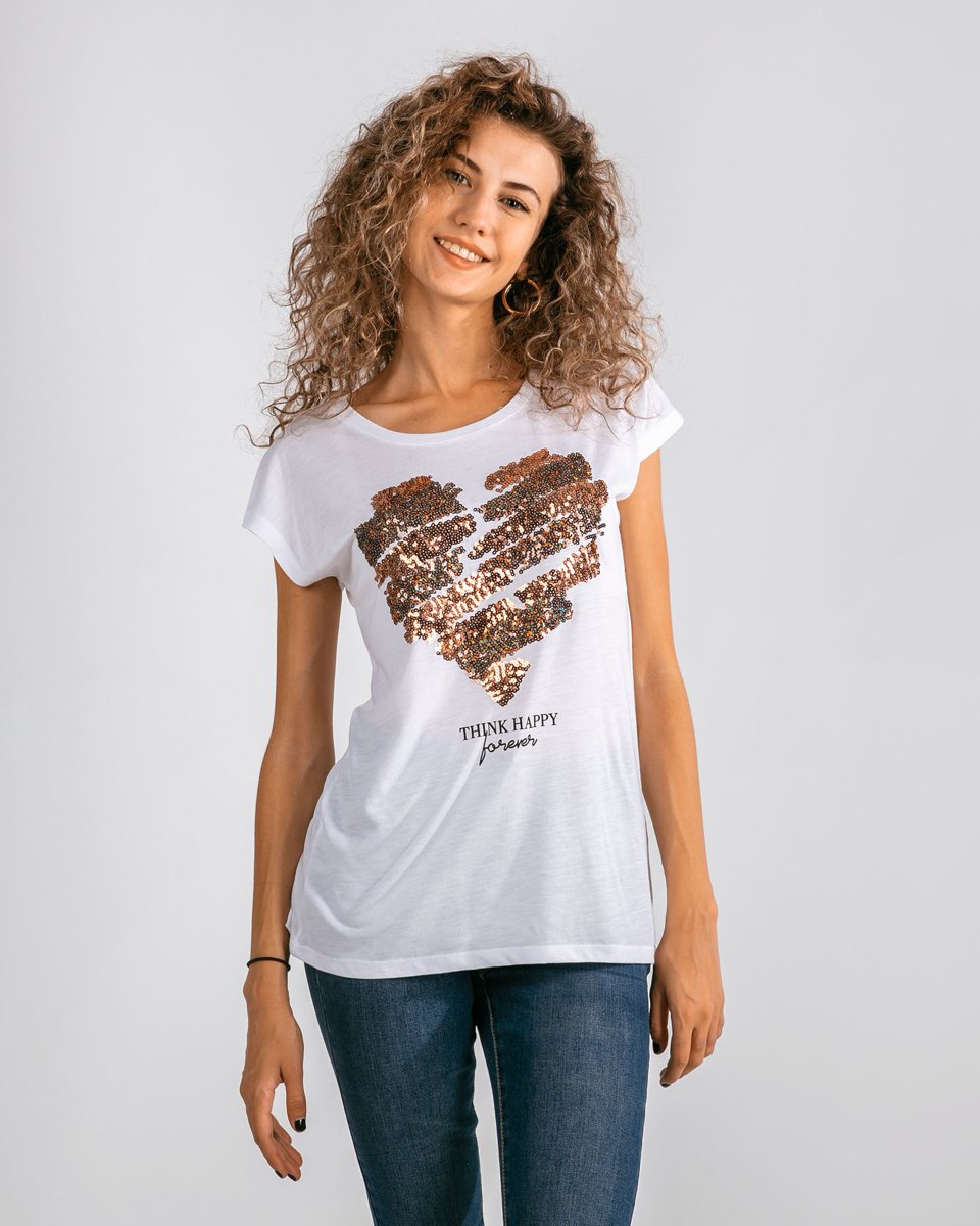 Γυναικείο Κοντομάνικο T-Shirt "Evie" σε Χρώμα Λευκό