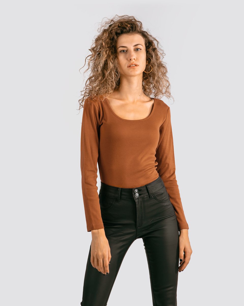 Picture of Women's Long Sleeve T-Shirt "Donna" in Caramel