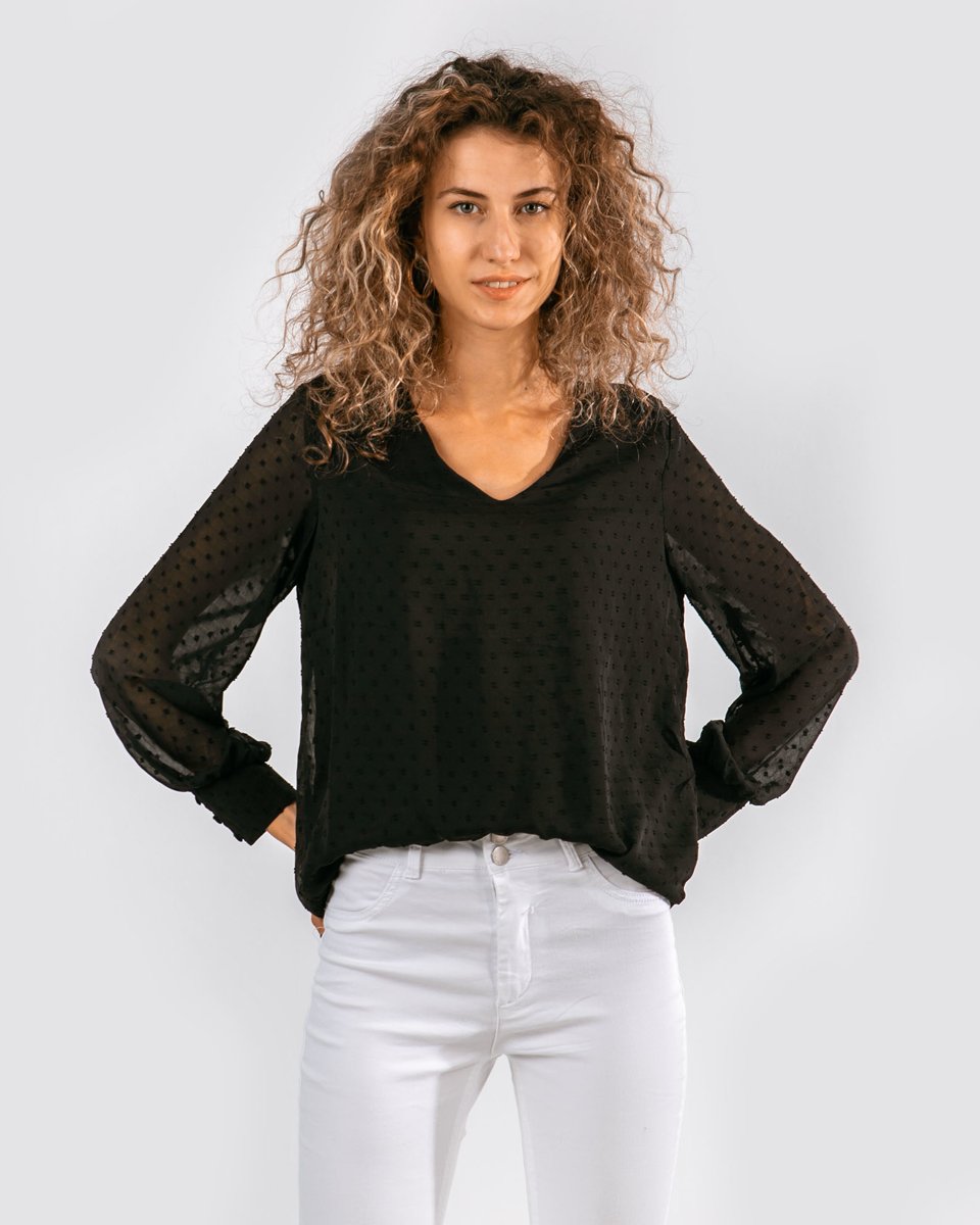 Γυναικεία Μακρυμάνικη Μπλούζα "Elva" σε Χρώμα Μαύρο