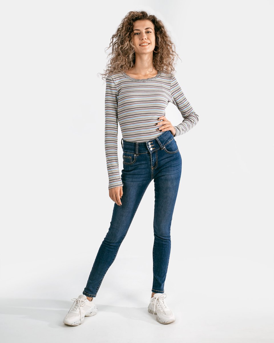 Picture of High Rise Skinny Jeans "Laura" Blue Dark