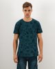 Ανδρικό Κοντομάνικο T-Shirt "All Over Leaves Print" σε Χρώμα Σκούρο Μπλε