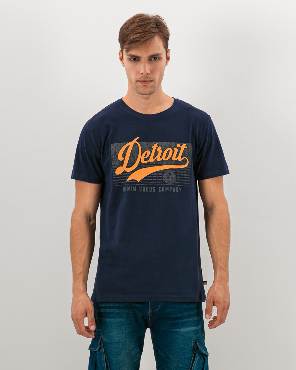 Ανδρικό Κοντομάνικο T-Shirt "Detroit" σε Χρώμα Σκούρο Μπλε