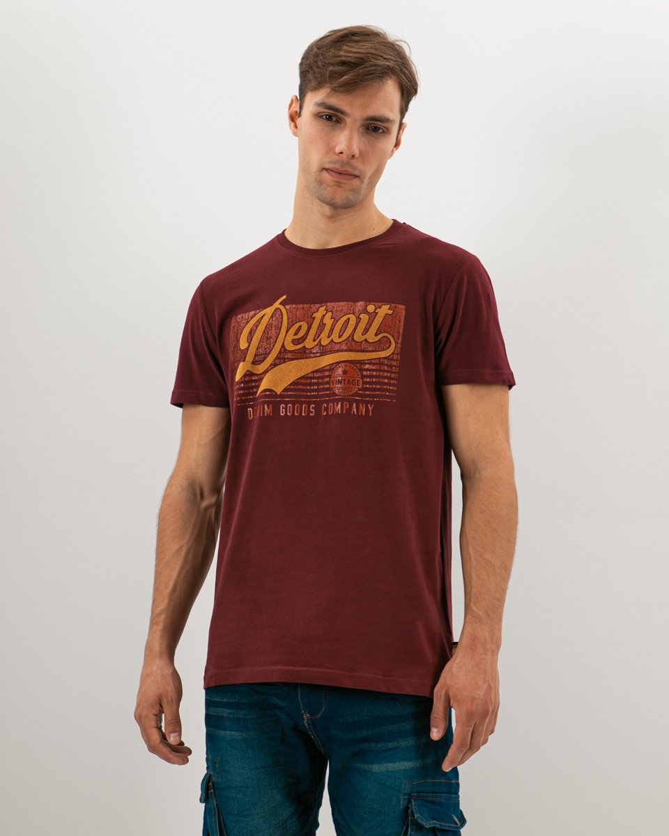 Ανδρικό Κοντομάνικο T-Shirt "Detroit" σε Χρώμα Μωβ