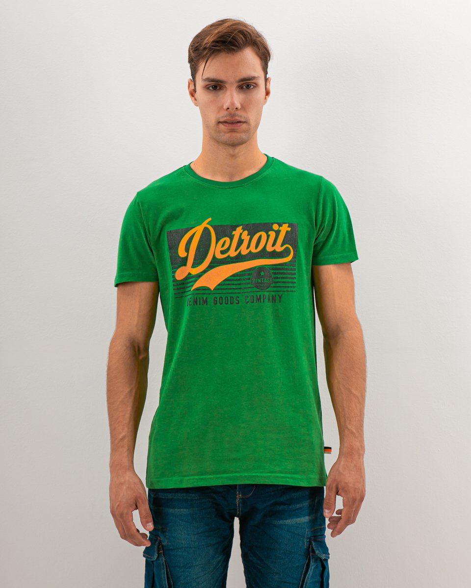 Ανδρικό Κοντομάνικο T-Shirt "Detroit" σε Χρώμα Πράσινο