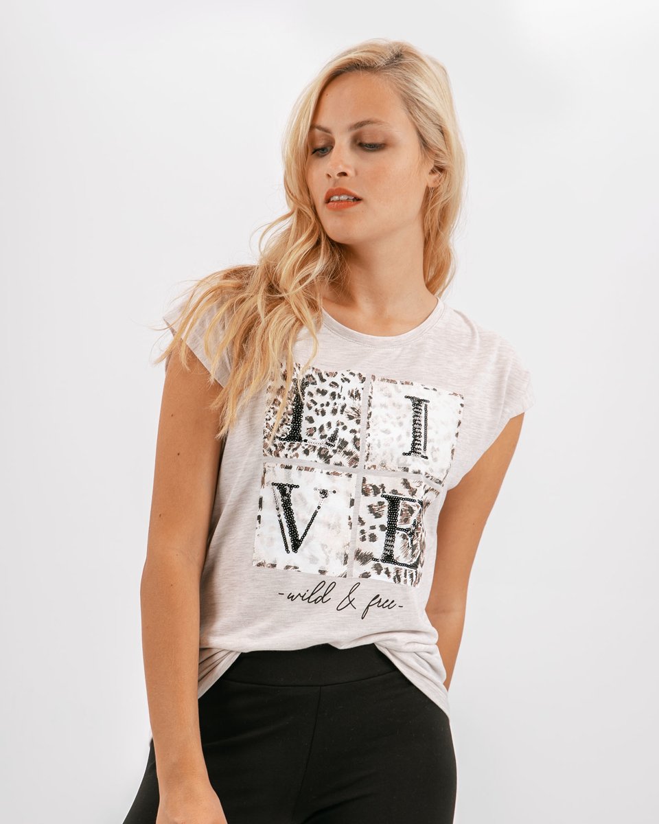 Γυναικείο T-Shirt "Alea" Μπεζ Μελανζέ