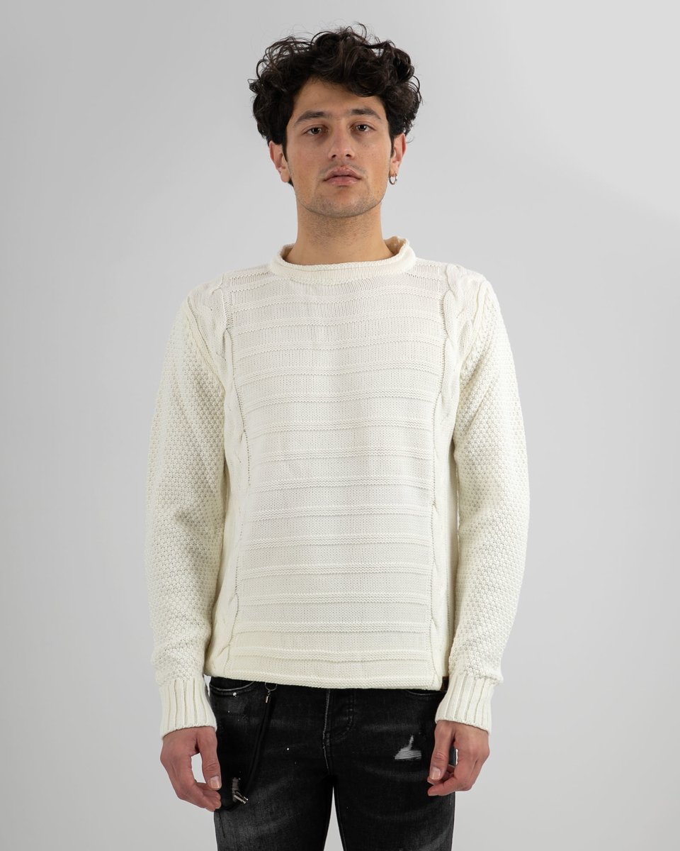 Picture of Men's Textured Sweater RGAR-(c.5025) in Ecru
