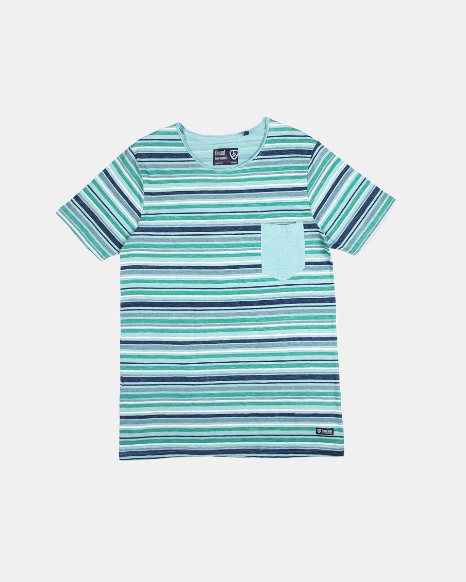 Ανδρικό Κοντομάνικο T-Shirt  "Multi Horizontal Stripes" Πράσινο
