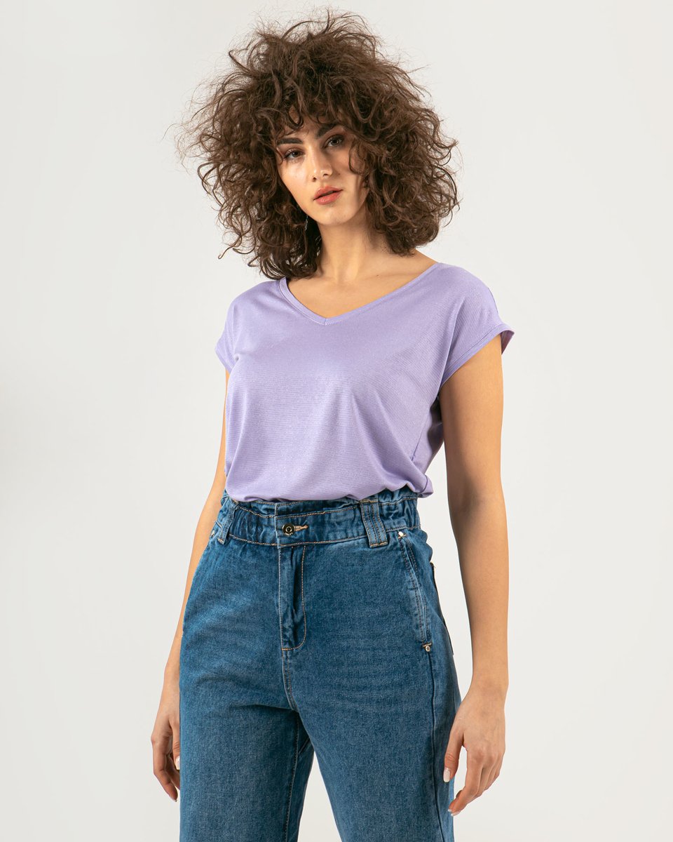 Γυναικείο Κοντομάνικο T-Shirt "Luxe" Λιλά