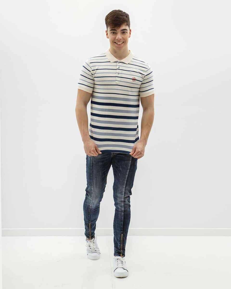 Picture of Men's Short Sleeve Striped Polo in Grey