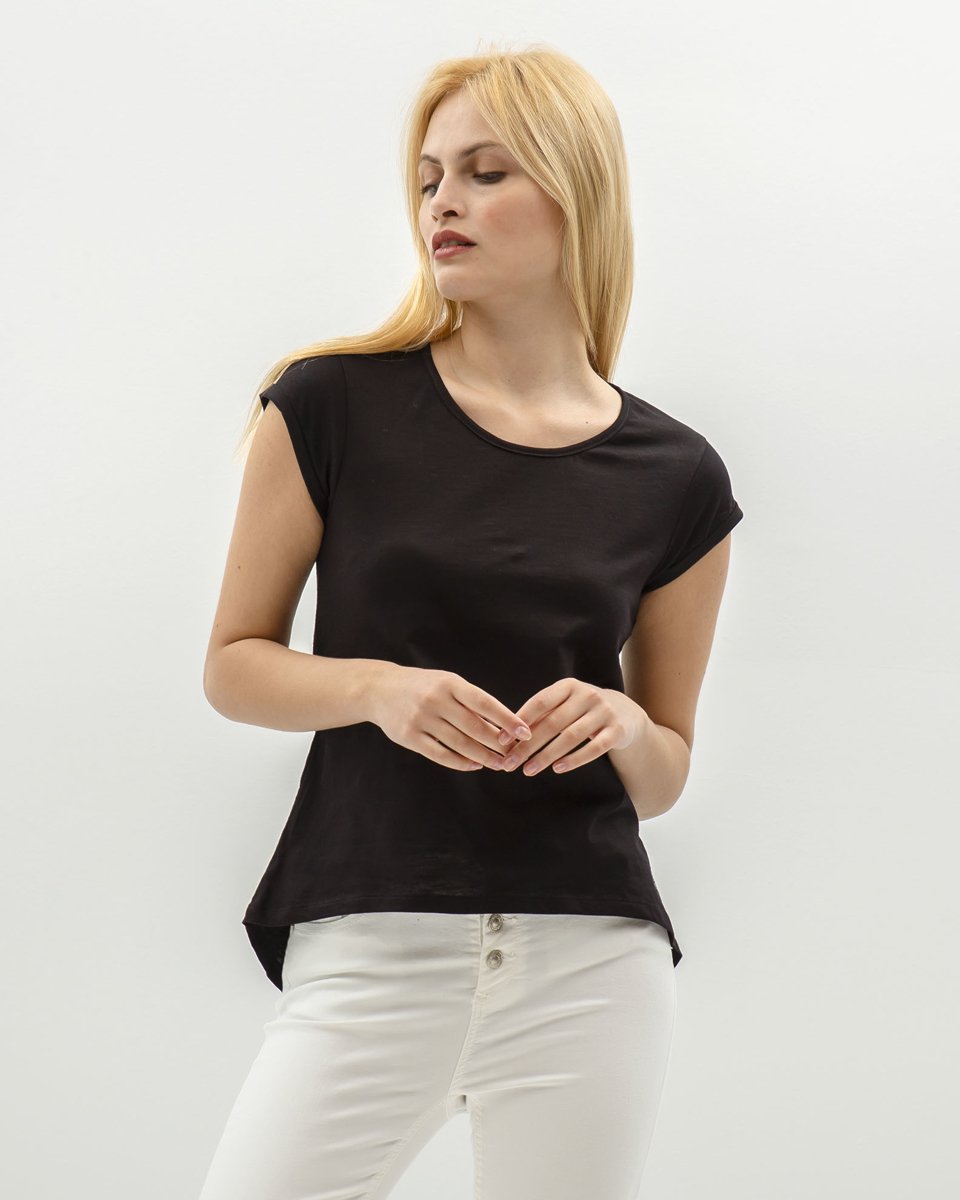 Γυναικείο Κοντομάνικο "Assymetric" T-Shirt Μαύρο