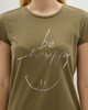 Γυναικεία Κοντομάνικη Μπλούζα "Happy" σε Χρώμα Χακί
