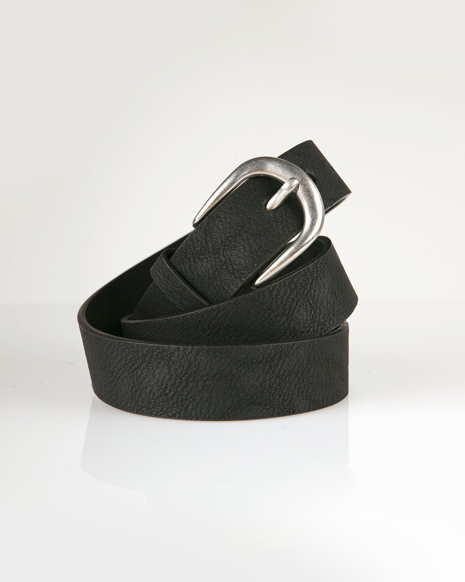 Picture of Leather Like Belt with Long Buckle "Lisan" in Black