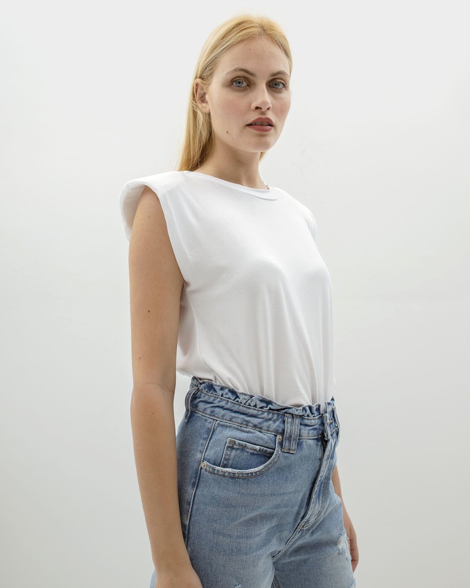 Γυναικεία Κοντομάνικη Μπλούζα "Gina" Λευκό