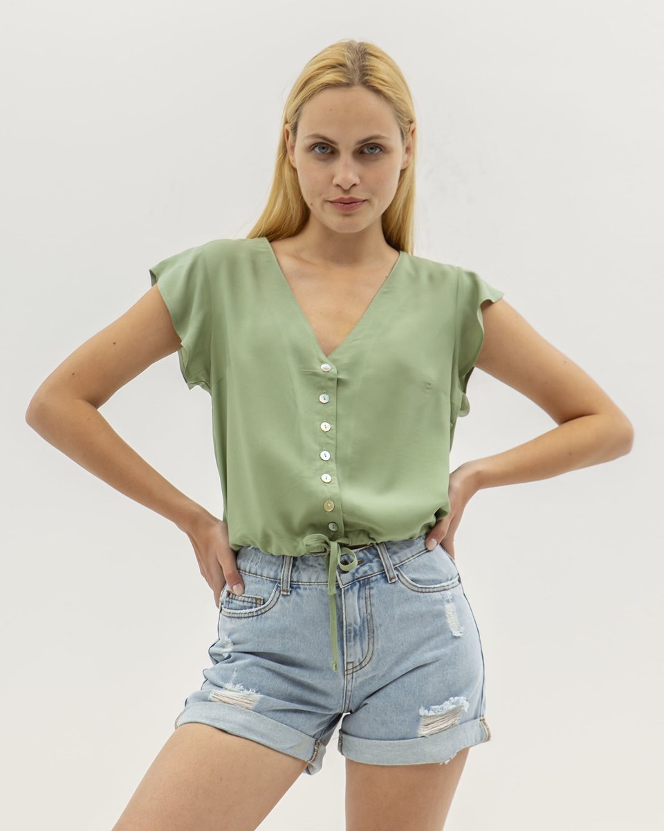 Picture of Women's Short Sleeve Blouse "Risa" in Hedge Green