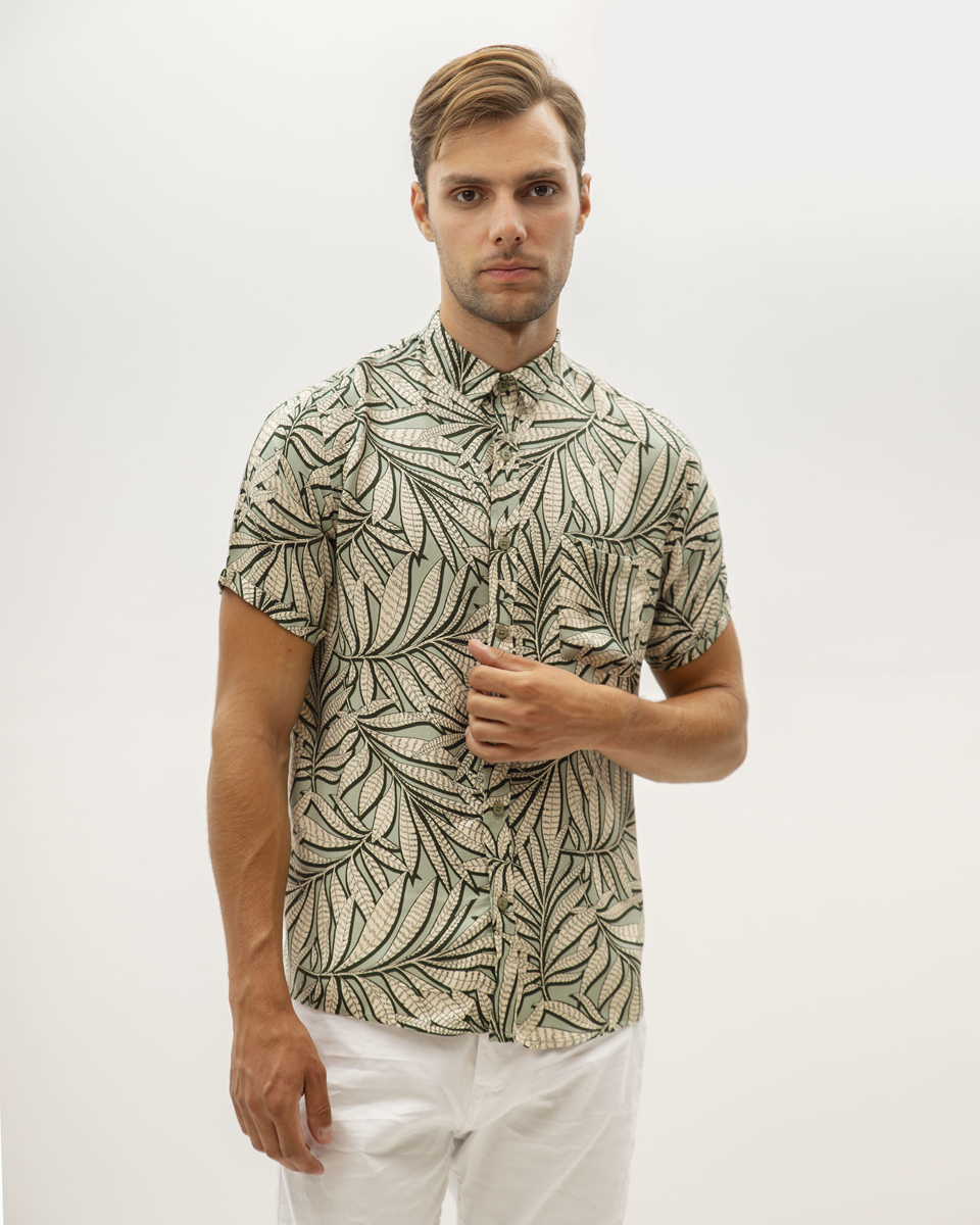 Picture of DIVERSE SHIRT "CHRIS" GREEN TREE LEAFS PRINT
