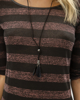 Picture of Women's Striped 3/4 Sleeve Top "Elle" in Wild Rose