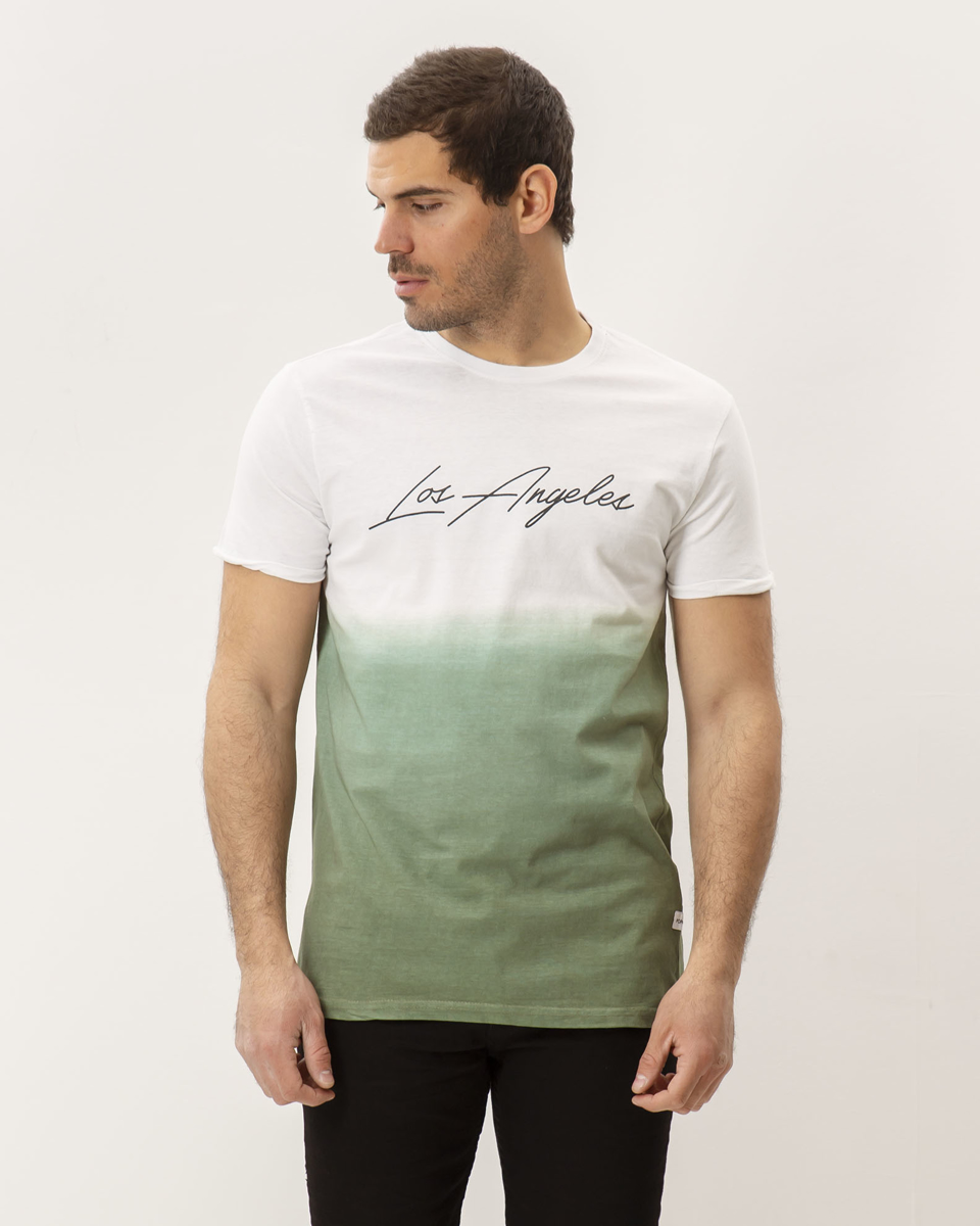 Ανδρικό Κοντομάνικο T-Shirt Δίχρωμο "Los Angeles" Χακί