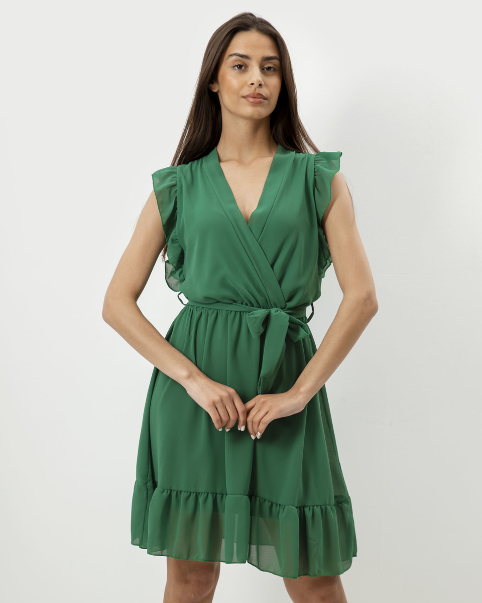 Μίνι Φόρεμα με Βολάν "Coline" Πράσινο