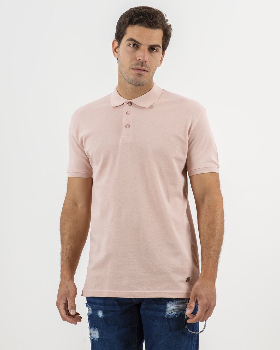 Ανδρική Κοντομάνικη Μπλούζα Polo "Larry" Ροζ