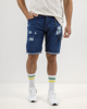 Picture of RIPPED DENIM BERMUDA SHORTS WITH TOPSTITCHING "Giuseppe" BLUE