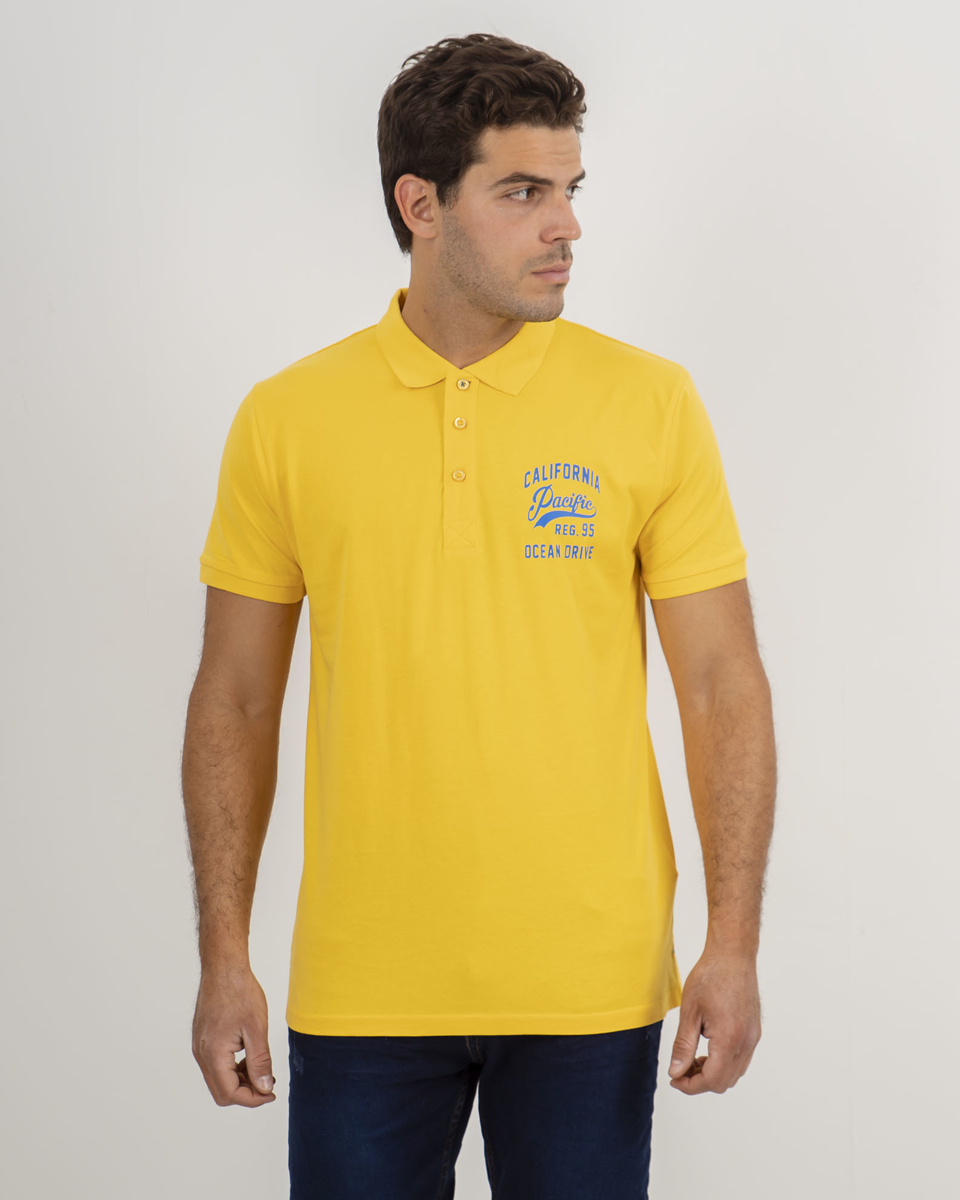 Ανδρική Μπλούζα Πόλο Κοντομάνικη Κίτρινο