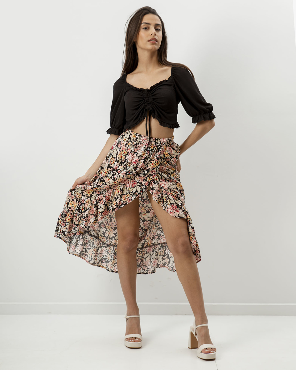 Picture of Midi Floral Skirt "Lilia" Black
