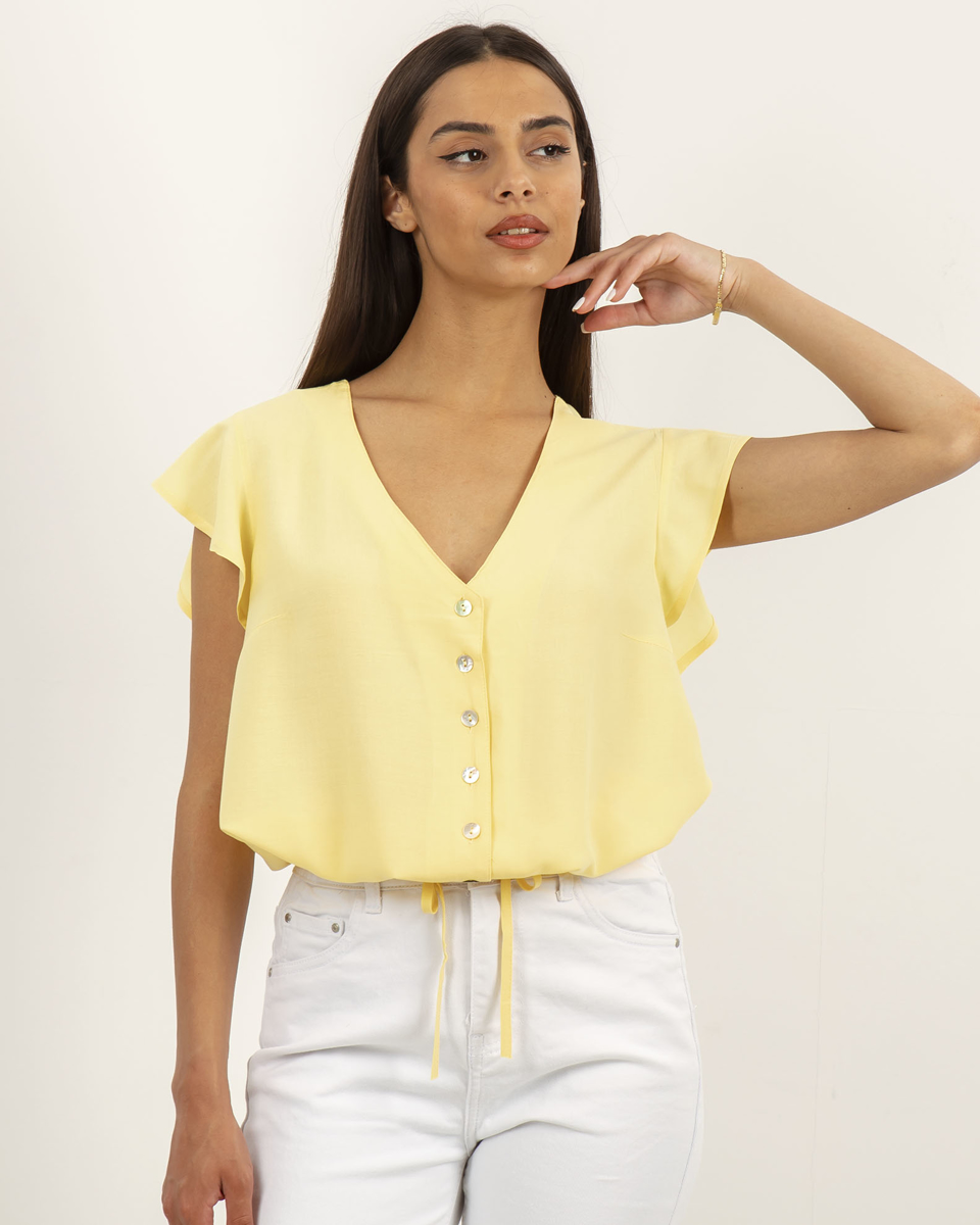 Picture of Women's Short Sleeve Blouse "Arisa" in Yellow