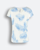 Γυναικεία κοντομάνικη μπλούζα με τύπωμα φύλλα "Farina" off white χρώμα