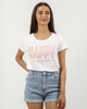 Γυναικεία μπλούζα κοντομάνικη με τύπωμα "Happy" λευκό