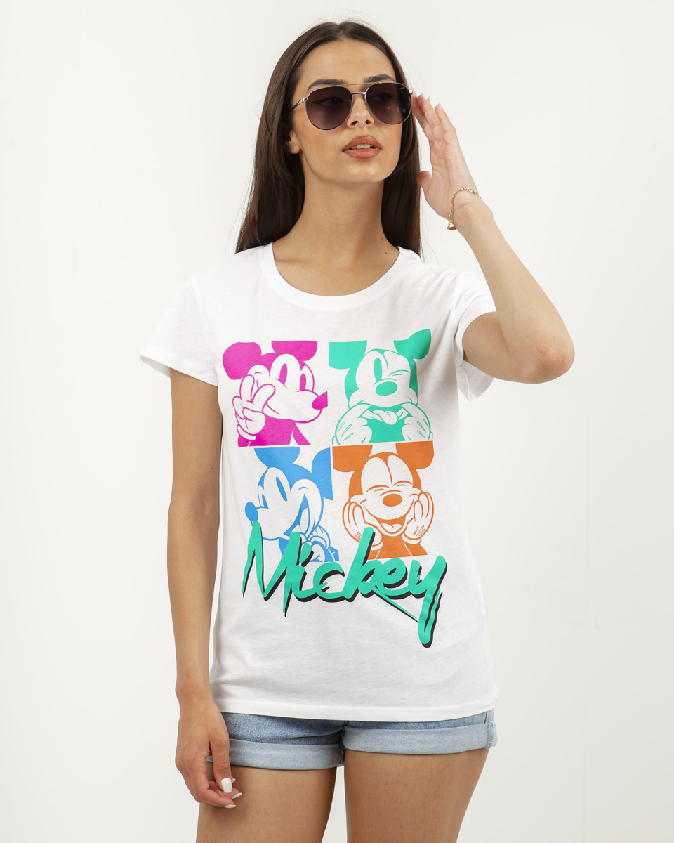 Γυναικεία μπλούζα κοντομάνικη με τύπωμα Mickey Mouse "Regina" λευκό